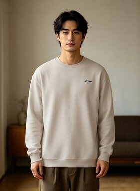 李宁男子圆领舒适透气无帽卫衣