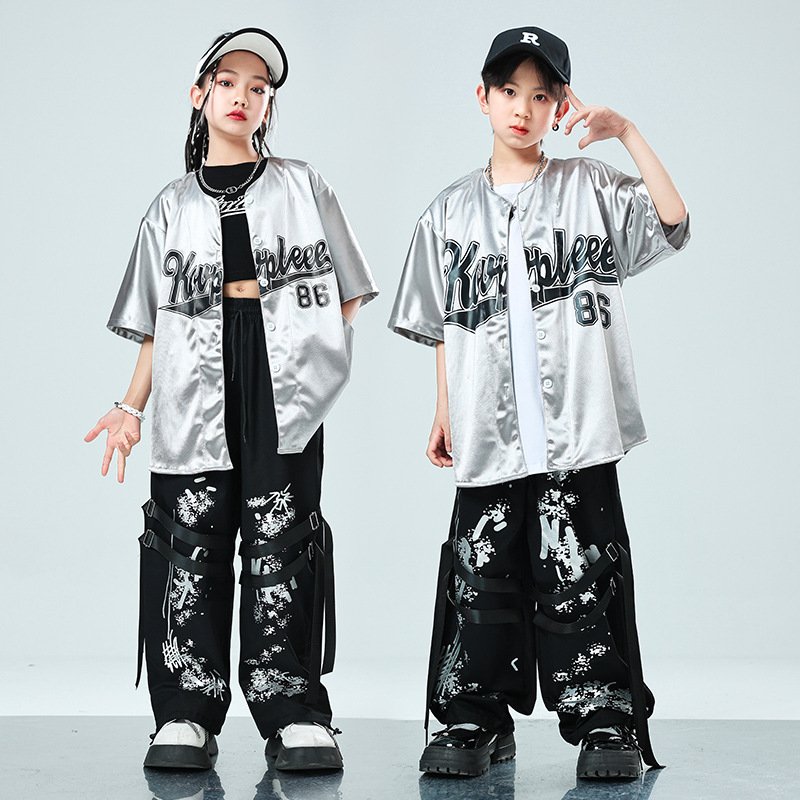街舞儿童潮服棒球服外套套装hiphop男童嘻哈炸街爵士舞女孩演出服