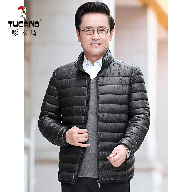 啄木鸟中年男士轻薄款棉袄爸爸冬装外套加肥大码中老年人爷爷棉服