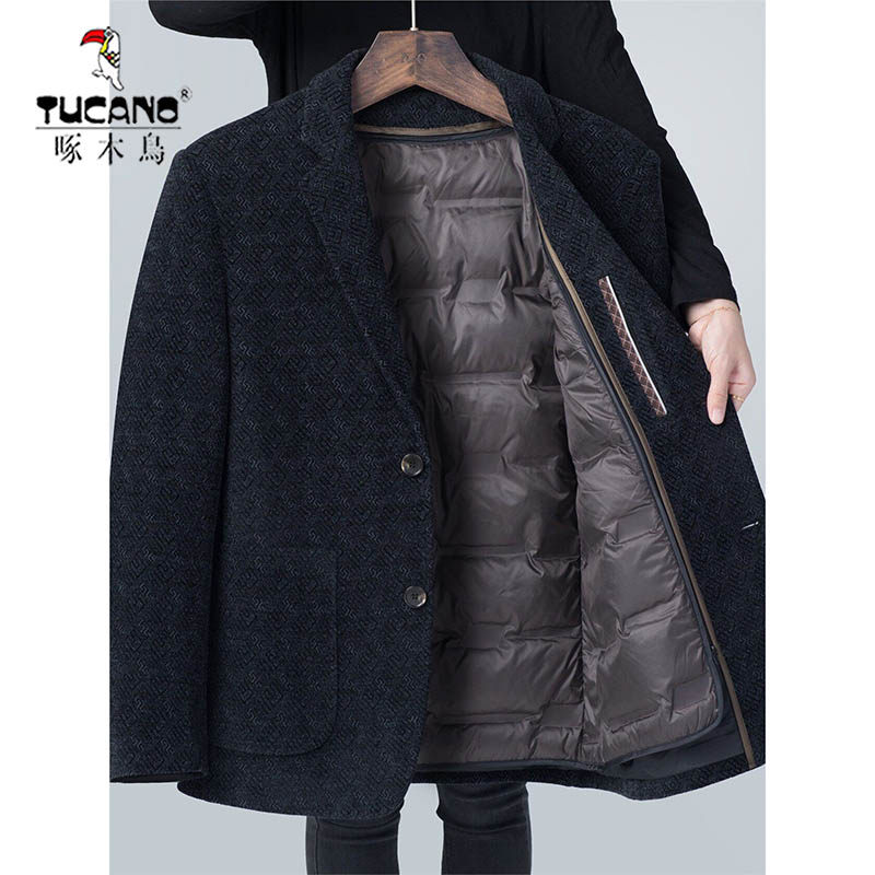 啄木鸟爸爸西装外套中年男士婚礼结婚宴喜休闲西服中老年秋冬加厚