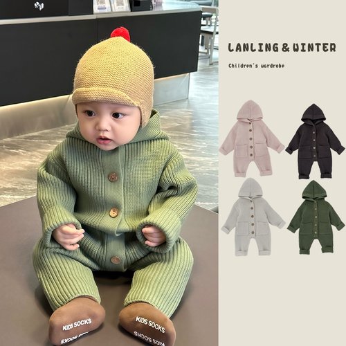 男童毛衣秋冬2025新款连体衣宝宝针织毛线保暖包屁长爬服婴儿衣服