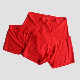 男士 莫代尔超薄四角短裤 无痕冰丝内裤 男式 头 平角裤 本命年红色夏季