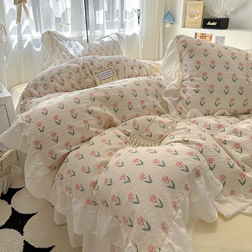 法式床裙四件套浪漫花边床单床笠