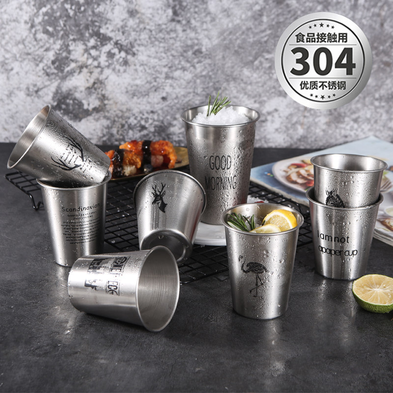 304不锈钢杯子啤酒杯果汁杯 儿童防摔喝水杯 家用饮料杯茶杯创意,餐饮具,随手杯,淘宝优惠券,粉丝福利购,淘宝优惠卷