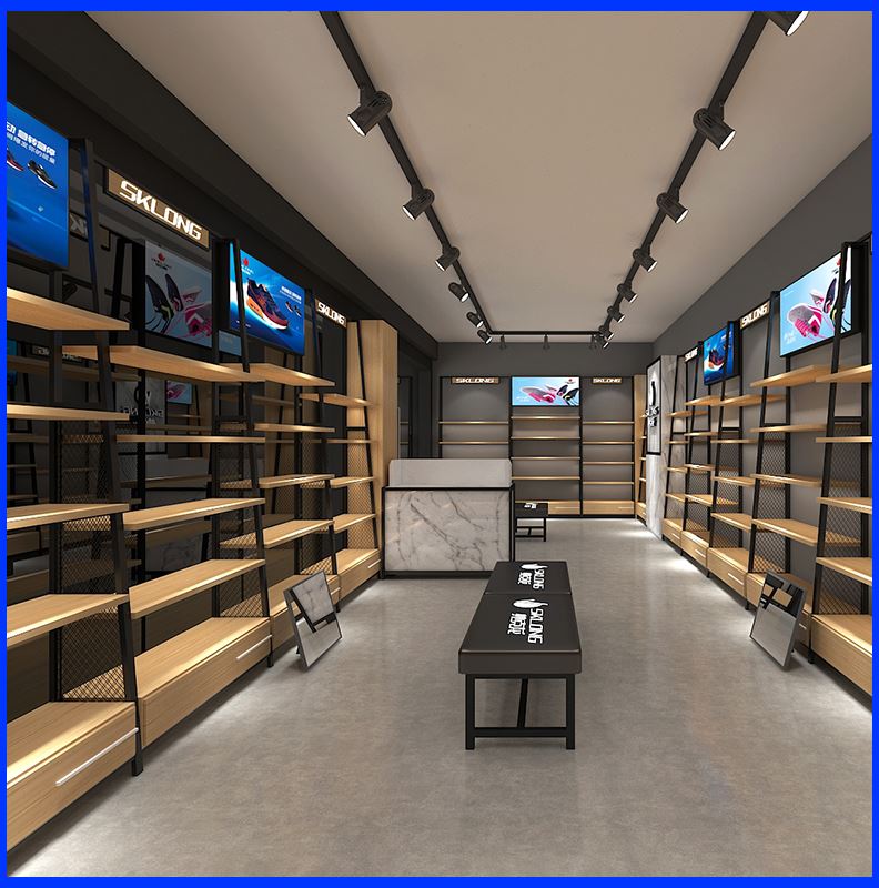 鞋店鞋架展示架定制陈列架展示柜店铺用鞋店装修货架设计效果图