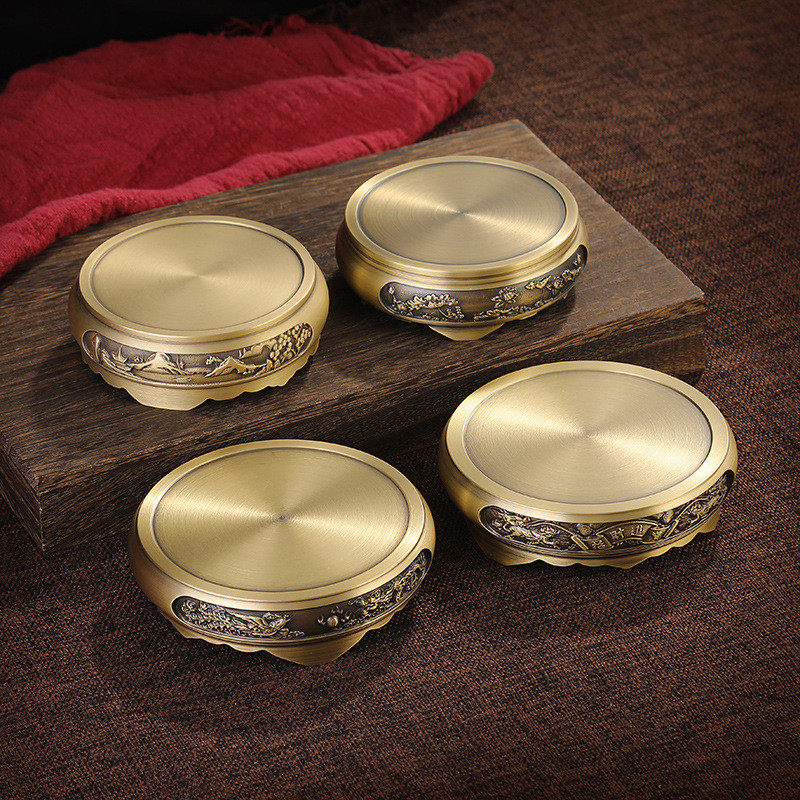 中式复古纯铜香炉底座黄铜莲花底座圆形家居摆件铜器工艺品,家居饰品,木雕,淘宝优惠券,粉丝福利购,淘宝优惠卷