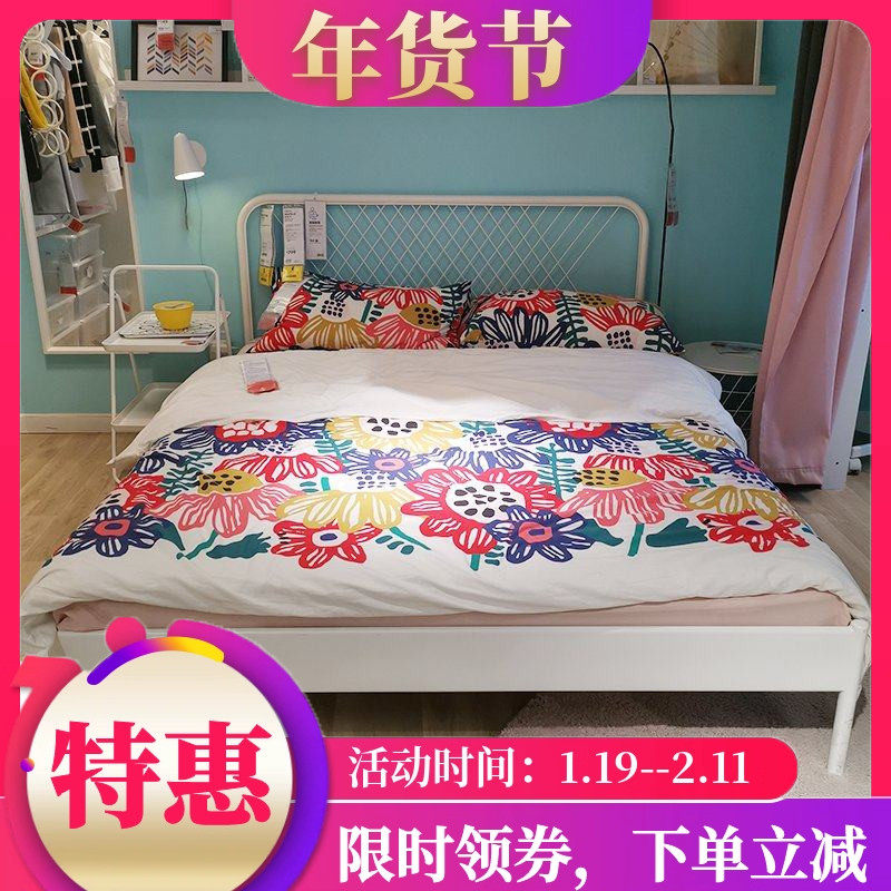 宜家床奈斯顿铁床欧式单人床铁艺床出租房床白色ins双人床儿童床,住宅家具,铁艺/钢木床,淘宝优惠券,粉丝福利购,淘宝优惠卷