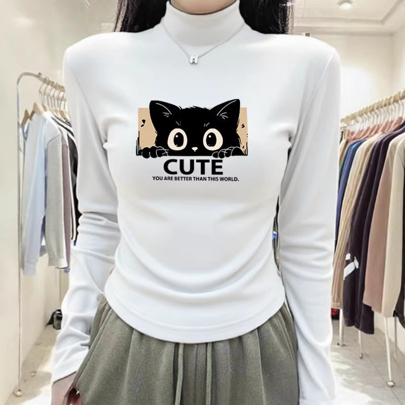 2026新款春秋设计卡通印花长袖恤女德绒内搭保暖打底衫上衣,女装/女士精品,T恤,淘宝优惠券,粉丝福利购,淘宝优惠卷