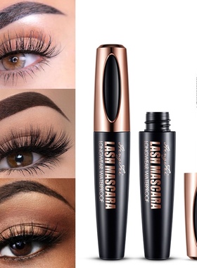 4D睫毛膏浓密纤长卷翘防水防汗24h持效不晕染睫毛膏黑色细刷头