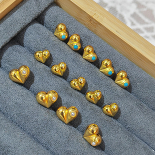 沙金菱镁矿爱心屁桃配饰桃心隔珠diy配件手链项链手串配件