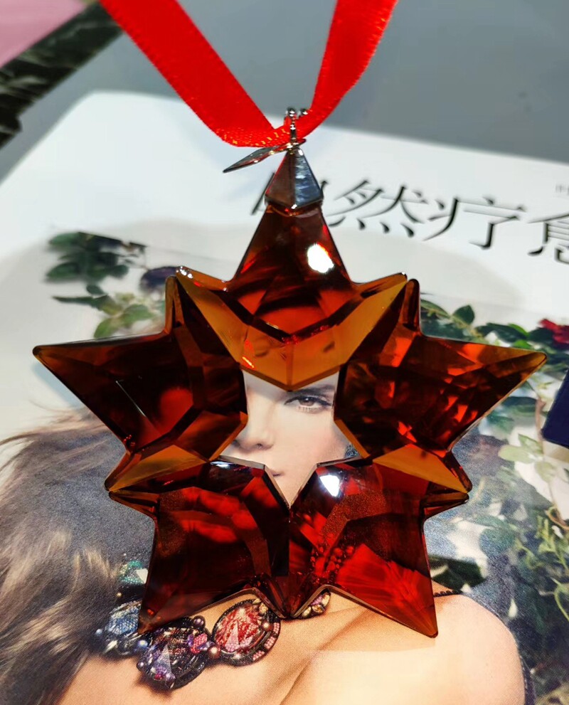 奥地利水晶2019红色雪花圣诞款车挂件车饰汽车内饰挂饰祝福好运
