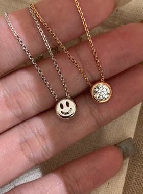 DIKAS 韩系爆闪ab泡泡钻笑脸项链轻奢高级感气质锁骨链