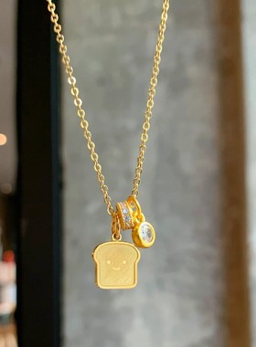 DIKAS 新中式国潮风微笑吐司面包项链女吊坠面包项链