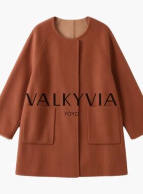 【Valkyvia/悠悠奢品】奢感圆领廓形双面呢中长款外套BQ20516