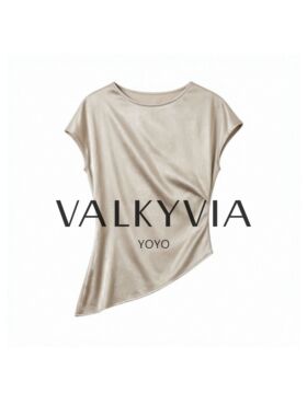 【Valkyvia/悠悠奢品】航邦祺肌理感不规则短袖缎面a字半裙LH-M37