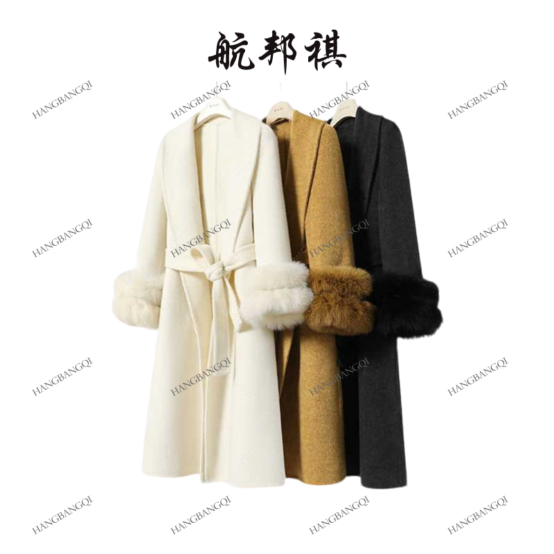 航邦祺「苏妲己」设计师双狐狸毛轻奢羊毛大衣BQY108,女装/女士精品,毛呢外套,淘宝优惠券,粉丝福利购,淘宝优惠卷