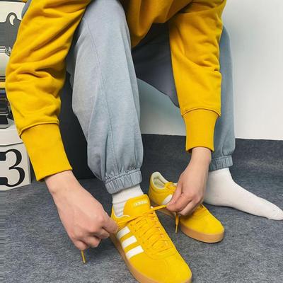 adidas VL COURT 2.0 V Classic 耐磨 低帮 板鞋 黄色 JS4593