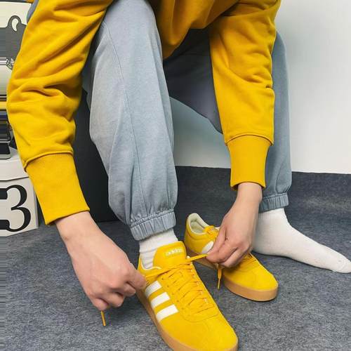 adidas VL COURT 2.0 V Classic 耐磨 低帮 板鞋 黄色 JS4593