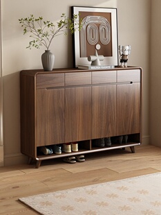 家庭入口及室内纯实木鞋柜2025新款流行靠墙集成大容量储物柜