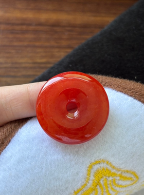 翡翠冰种红翡满红平安扣玉石珠宝