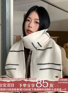 陈奶奶韩系慵懒条纹针织围巾女