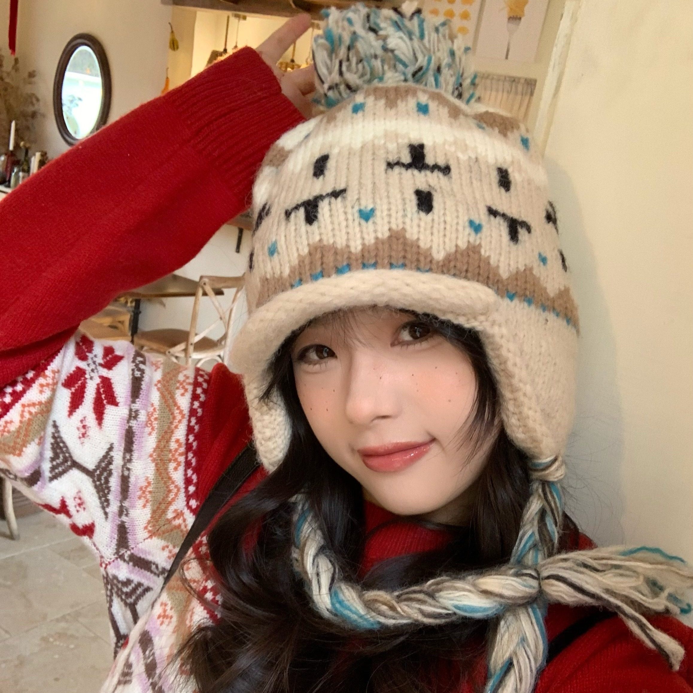 复古提花/+陈奶奶费尔岛护耳帽子女冬保暖加厚流苏针织毛线雷锋帽,服饰配件/皮带/帽子/围巾,帽子,淘宝优惠券,粉丝福利购,淘宝优惠卷