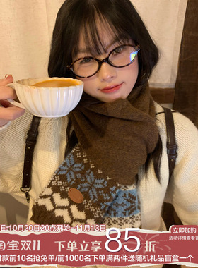 陈奶奶费尔岛风针织毛线围巾女