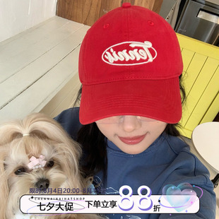 红到犯规！陈奶奶韩版字母刺绣棒球帽子女春夏百搭显脸小鸭舌帽潮