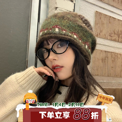 森绒织梦~陈奶奶森系包头毛线帽