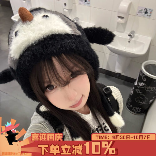 可爱暴击！陈奶奶卡通企鹅毛绒帽