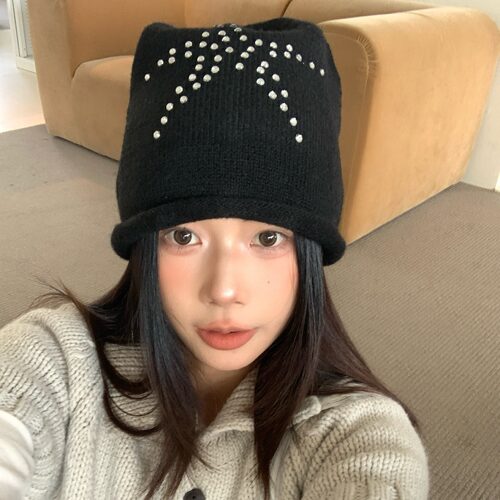 陈奶奶五角星烫钻堆堆帽女秋冬