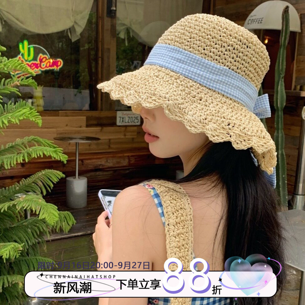 海边草帽ins大檐女法式优雅夏季图片