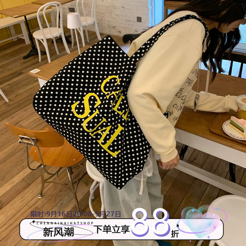 春日松弛感陈奶奶日系波点托特包
