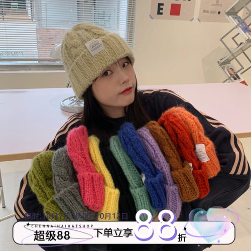 色彩收藏家麻花冬季针织毛线帽