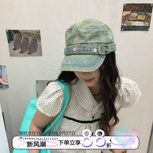 陈奶奶水洗牛仔色报童帽子