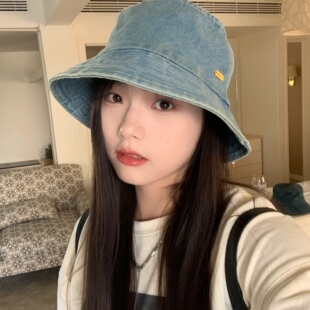 牛仔渔夫帽百搭防晒遮阳帽显脸小盆帽 2025新款 丹宁夏日 帽子女款