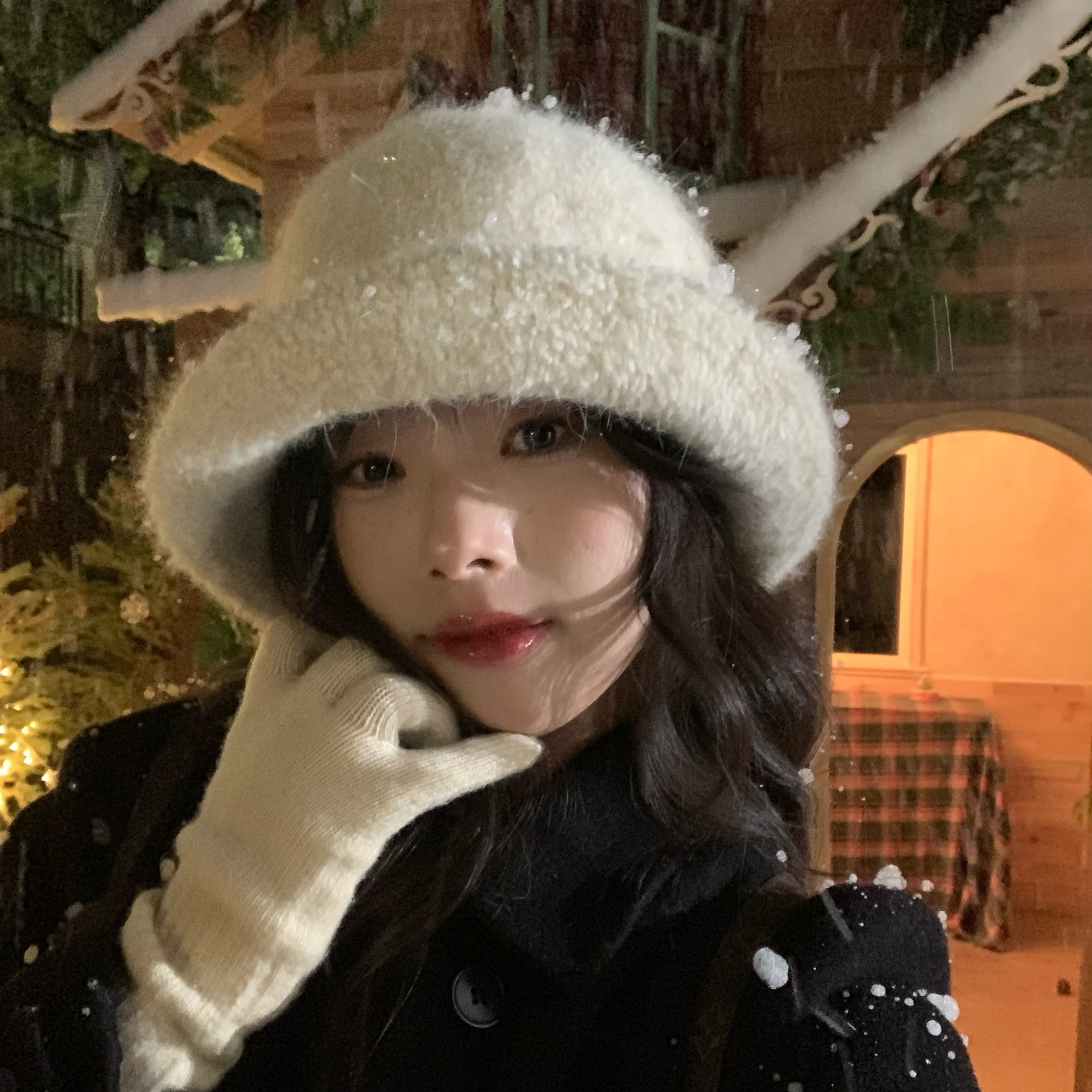 冬日氛围~陈奶奶/兔毛卷边小礼帽