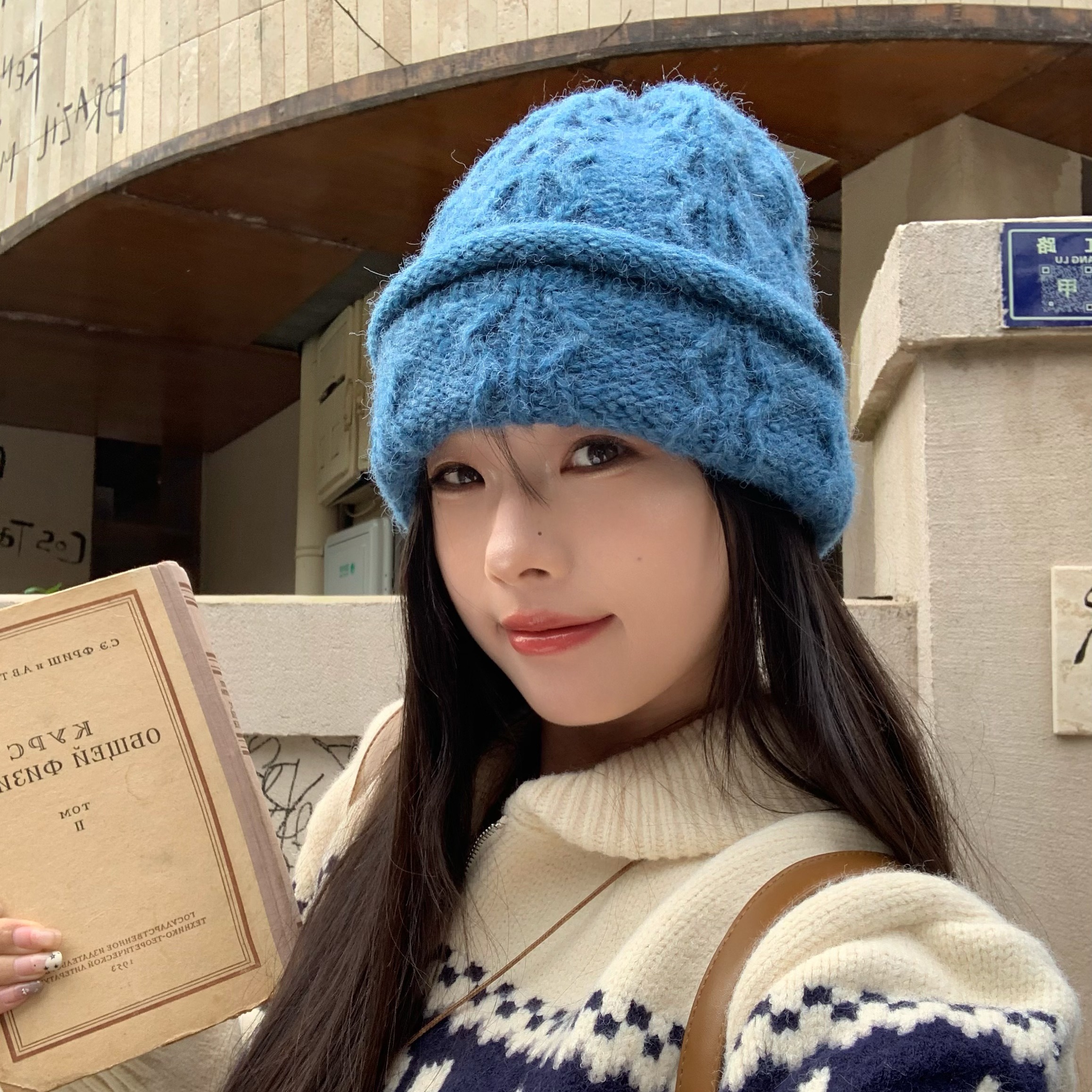 街拍神器！陈奶奶韩系纯色毛线帽