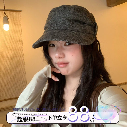 陈奶奶复古随性清冷感报童帽子女