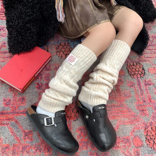 陈奶奶 日系羊毛混纺袜套堆叠感袜子女春秋中筒袜纯棉显瘦堆堆袜