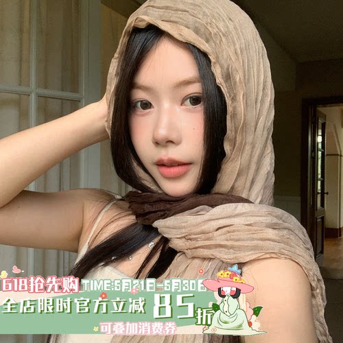 陈奶奶复古废土风丝巾褶皱头巾