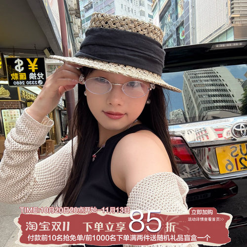 陈奶奶法式度假草帽女夏咸草编帽