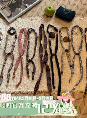 棉麻与风陈奶奶森系碎花布艺项链