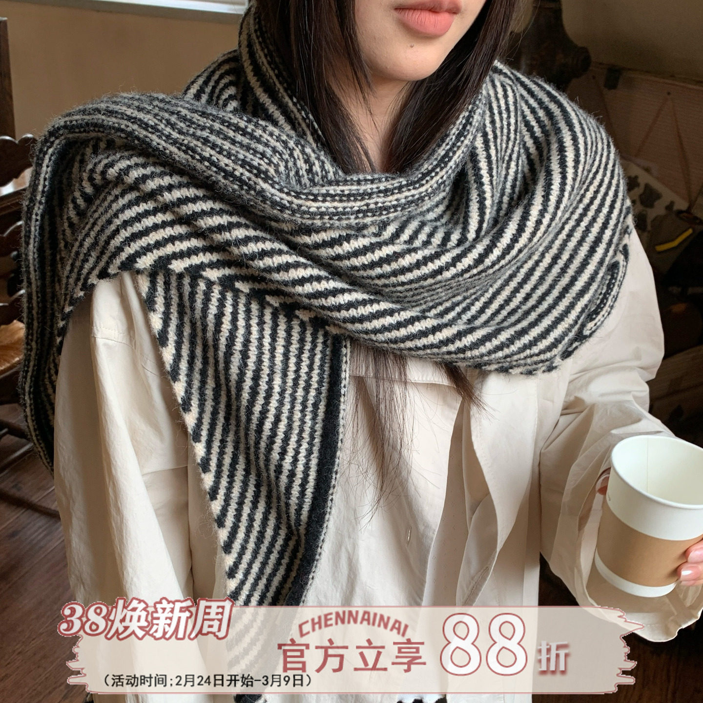 复古质感~陈奶奶/韩版三角围巾女多功能披肩时尚百搭秋冬保暖围巾