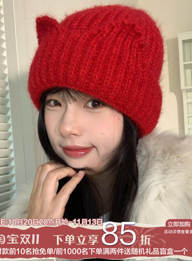 陈奶奶软乎乎毛线帽子女秋冬
