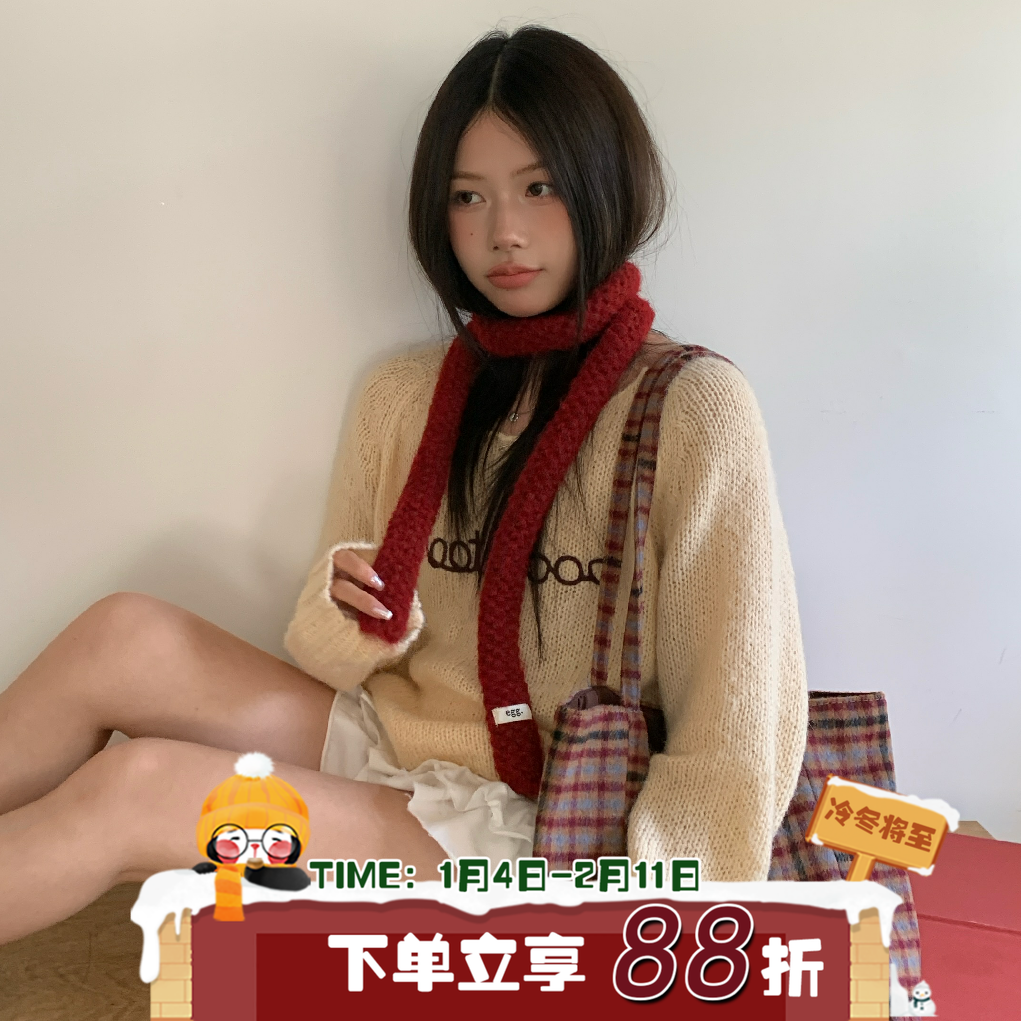 巨能搭！陈奶奶/细窄长条针织围巾韩版ins秋冬拍照氛围感百搭围脖