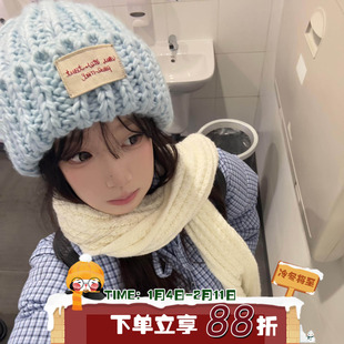 初雪奶芝~陈奶奶贴布粗针织帽子女冬保暖冷帽时尚显脸小百搭防寒