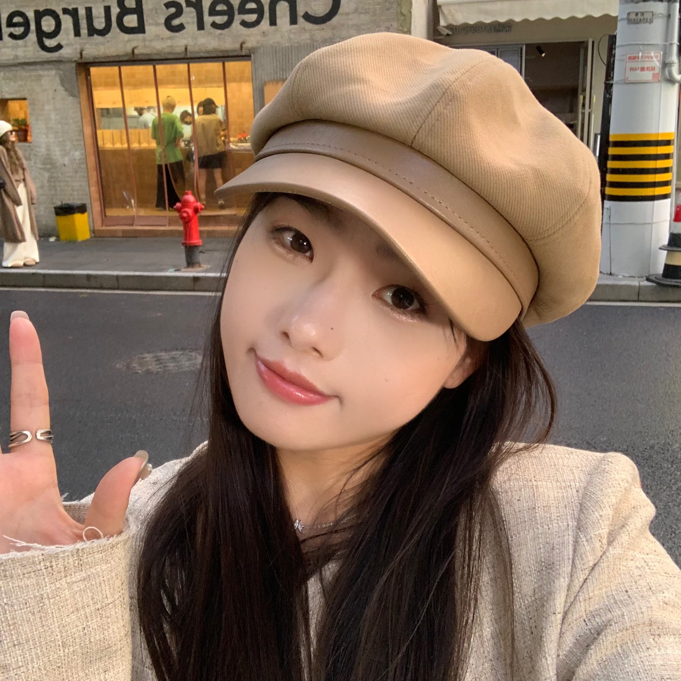 陈奶奶复古拼接八角帽女