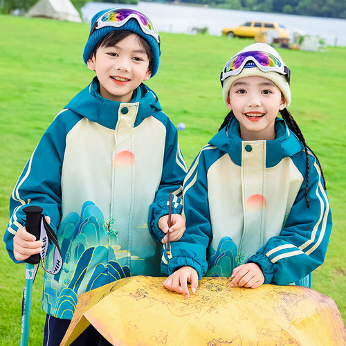 班服小学生校服冲锋衣套装幼儿园园服春秋冬季儿童加厚外套裤子