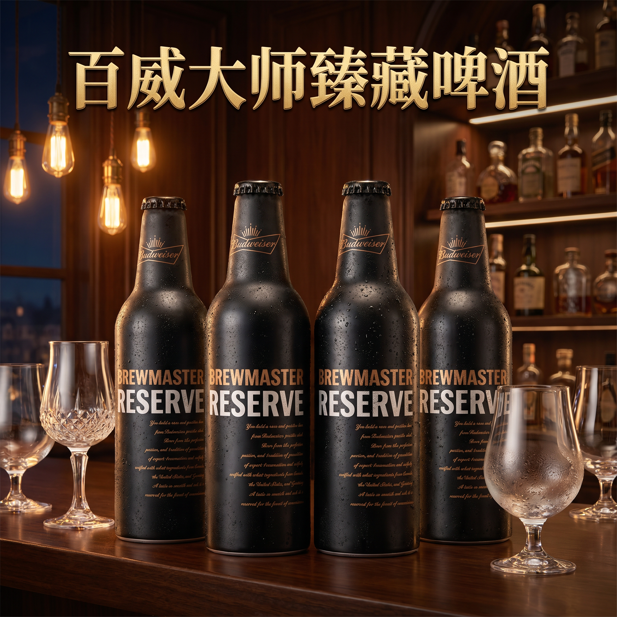 Budweiser百威大师臻藏啤酒铝瓶铝罐精酿经典黄啤355ml*24瓶整箱